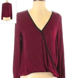 Forever 21 Surplice Burgundy Draping Blouse Small